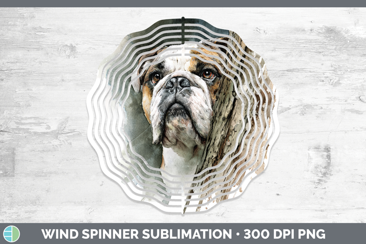 Bulldog Dogs 02 Tree Peek Wind Spinner Sublimation Design