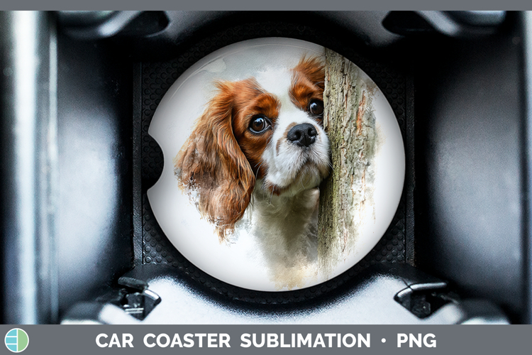 Cavalier King Charles Spaniel Dogs 02 Tree Peek Car Coaster