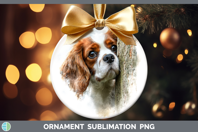 Cavalier King Charles Spaniel Dogs 02 Tree Peek Ornament Sub