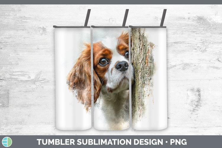 Cavalier King Charles Spaniel Dogs 02 Tree Peek Tumbler Subl