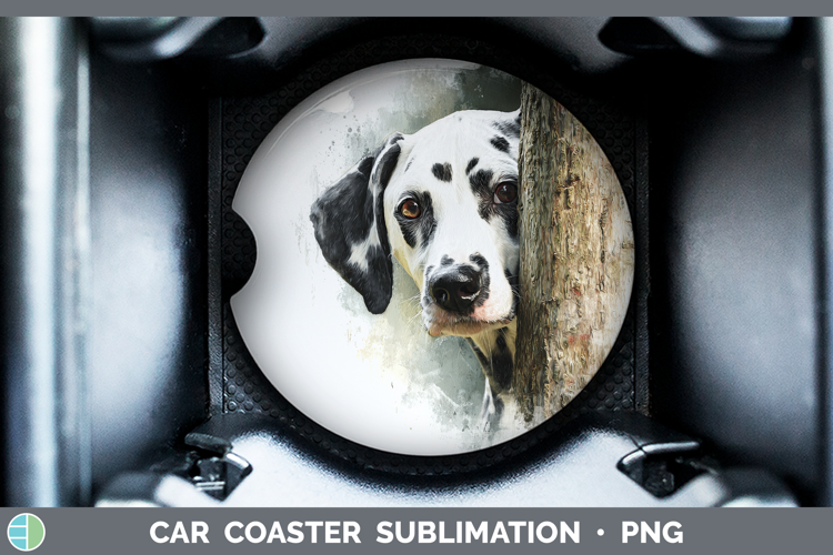 Dalmatian Dogs 02 Tree Peek Car Coaster Sublimation Design