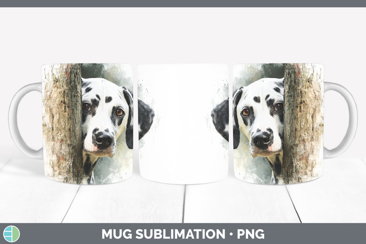Dalmatian Dogs 02 Tree Peek Mug Wrap Sublimation Design