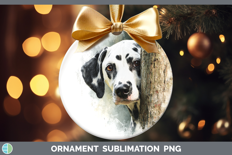 Dalmatian Dogs 02 Tree Peek Ornament Sublimation Design
