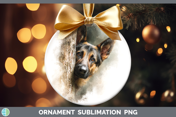 German Shepherd Dogs 02 Tree Peek Ornament Sublimation Desig