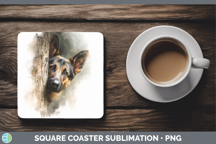GorgeousDogs 02 Tree Peek Square Coaster design.