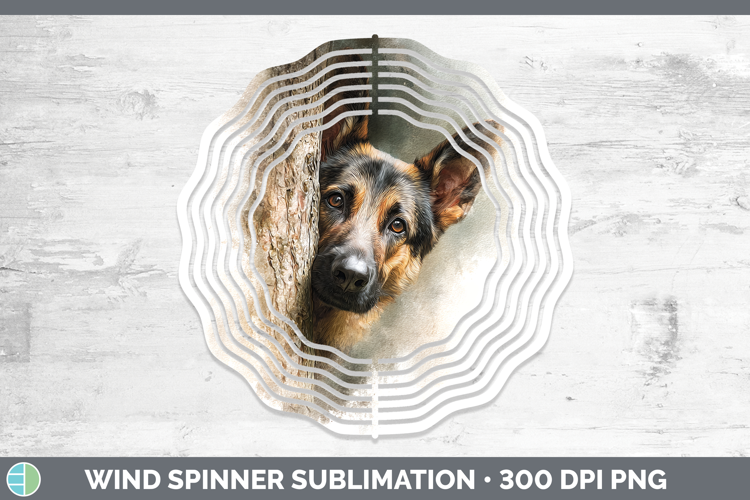 German Shepherd Dogs 02 Tree Peek Wind Spinner Sublimation D
