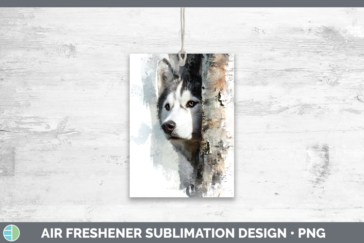 Husky Dogs 02 Tree Peek Air Freshener Sublimation Design