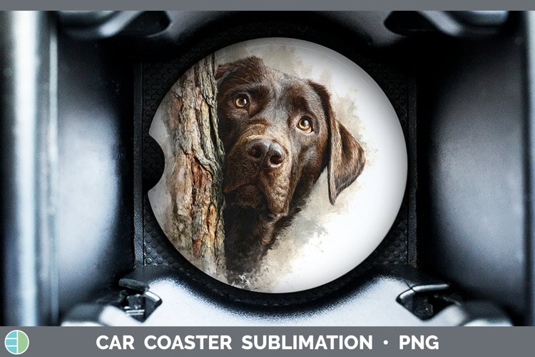 Labrador Retriever Dogs 02 Tree Peek Car Coaster Sublimation