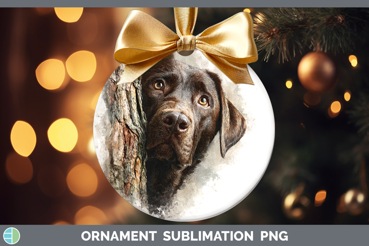Labrador Retriever Dogs 02 Tree Peek Ornament Sublimation De