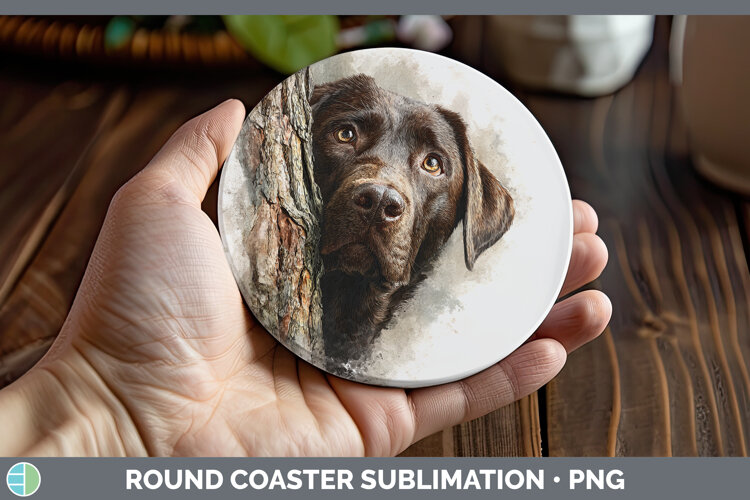 GorgeousDogs 02 Tree Peek Round Coaster design.