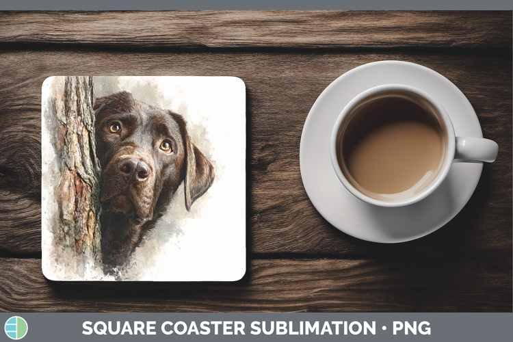 Labrador Retriever Dogs 02 Tree Peek Square Coaster Sublimat