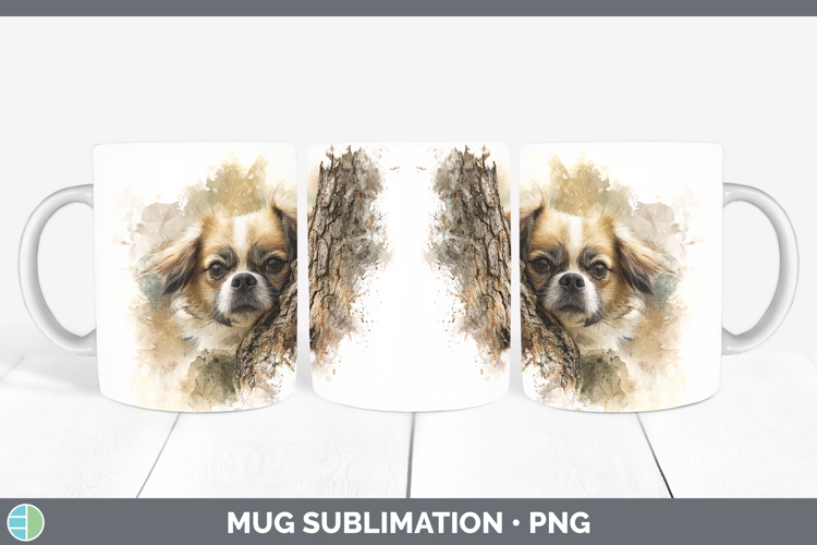 Pekingese Dogs 02 Tree Peek Mug Wrap Sublimation Design