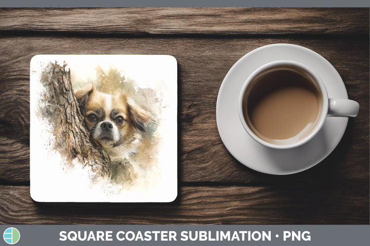 Pekingese Dogs 02 Tree Peek Square Coaster Sublimation Desig