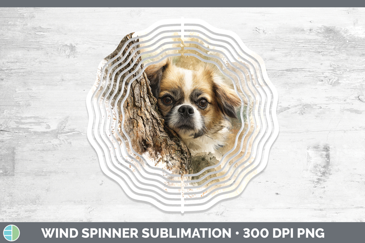 Pekingese Dogs 02 Tree Peek Wind Spinner Sublimation Design