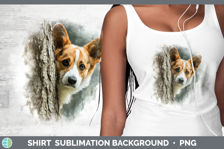 Pembrook Corgi Dogs 02 Tree Peek Shirt Sublimation Design