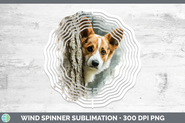 Pembrook Corgi Dogs 02 Tree Peek Wind Spinner Sublimation De
