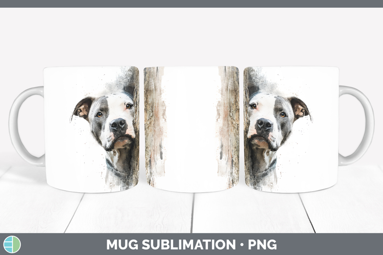 Pit Bull Dogs 02 Tree Peek Mug Wrap Sublimation Design
