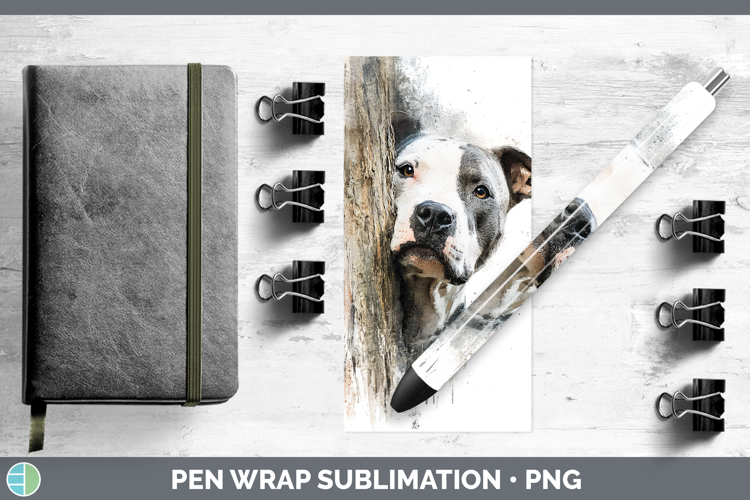 Pit Bull Dogs 02 Tree Peek Pen Wrap Sublimation Design