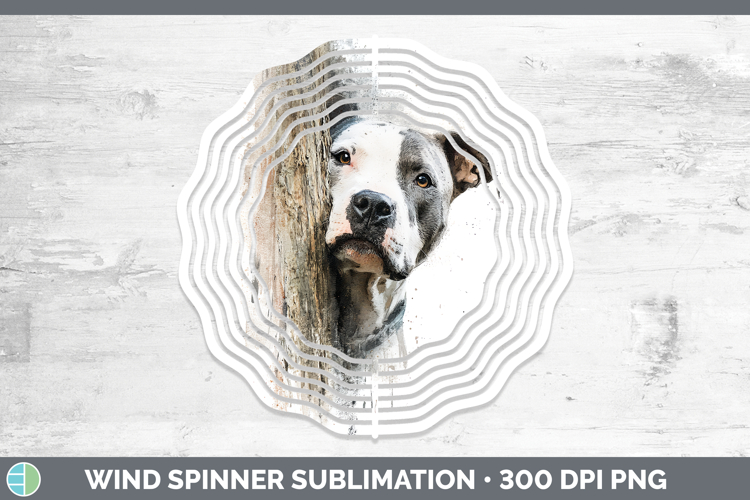 Pit Bull Dogs 02 Tree Peek Wind Spinner Sublimation Design