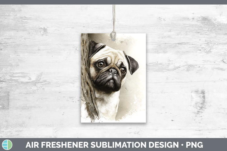 Pug Dogs 02 Tree Peek Air Freshener Sublimation Design