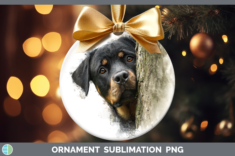 Rottweiler Dogs 02 Tree Peek Ornament Sublimation Design