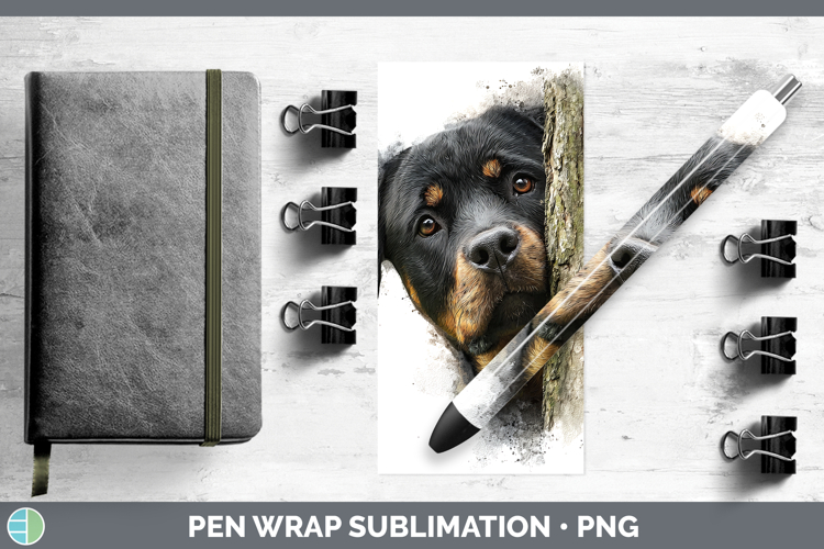 Rottweiler Dogs 02 Tree Peek Pen Wrap Sublimation Design