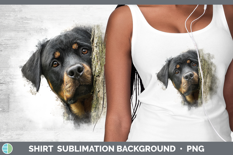 Rottweiler Dogs 02 Tree Peek Shirt Sublimation Design