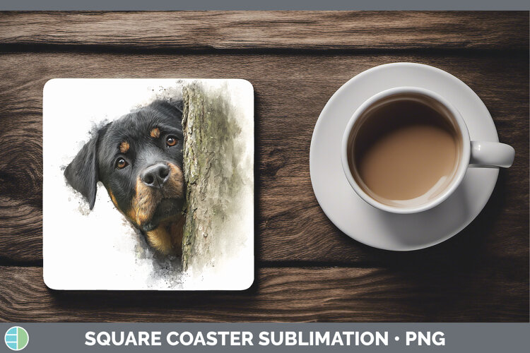 GorgeousDogs 02 Tree Peek Square Coaster design.
