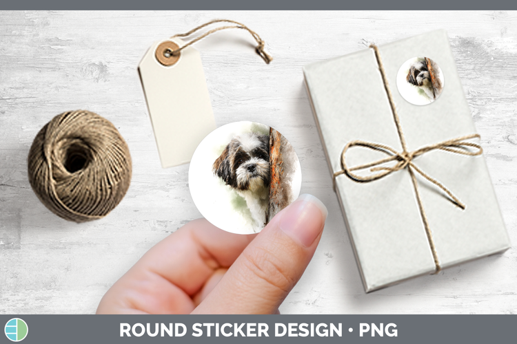 Shih Tzu Dogs 02 Tree Peek Stickers Design