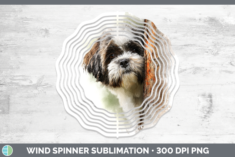Shih Tzu Dogs 02 Tree Peek Wind Spinner Sublimation Design