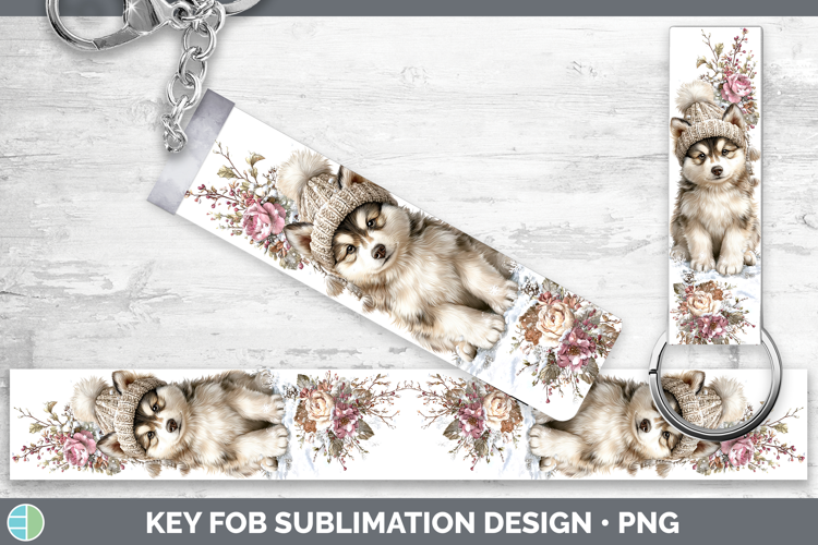 Alaskan Malamute Dogs 02 Winter Knit Hat Key Fob Sublimation