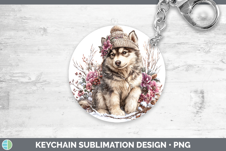 Alaskan Malamute Dogs 02 Winter Knit Hat Keychain Sublimatio