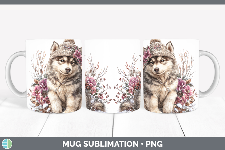 Alaskan Malamute Dogs 02 Winter Knit Hat Mug Wrap Sublimatio