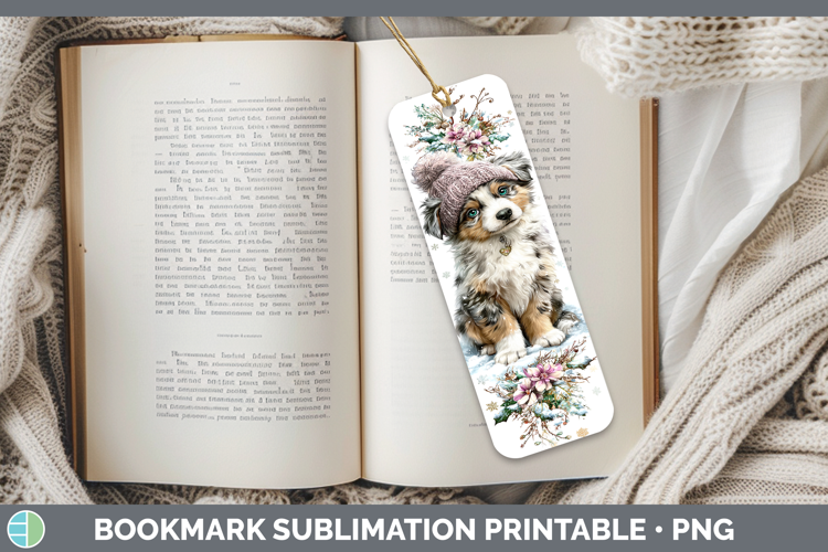 Australian Shepherd Dogs 02 Winter Knit Hat Bookmark Sublima