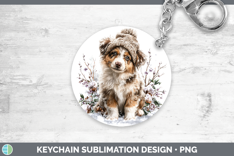 Australian Shepherd Dogs 02 Winter Knit Hat Keychain Sublima