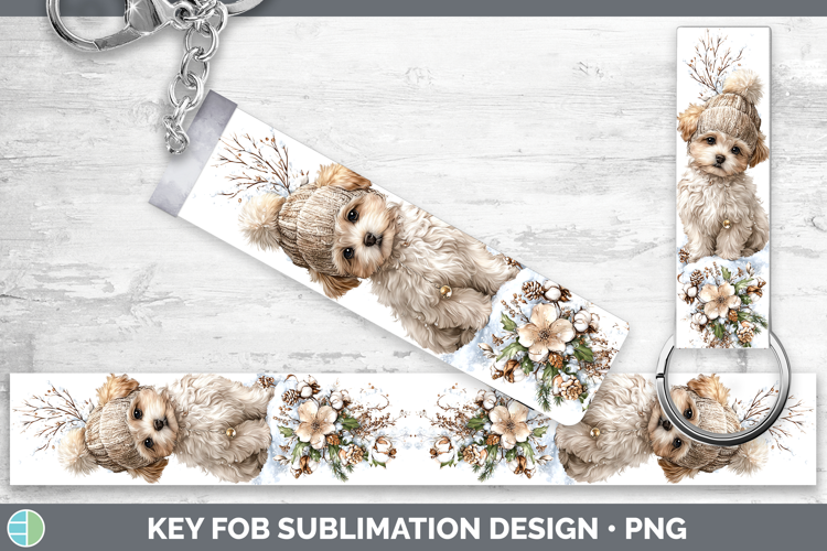 Bichon Frise Dogs 02 Winter Knit Hat Key Fob Sublimation Des