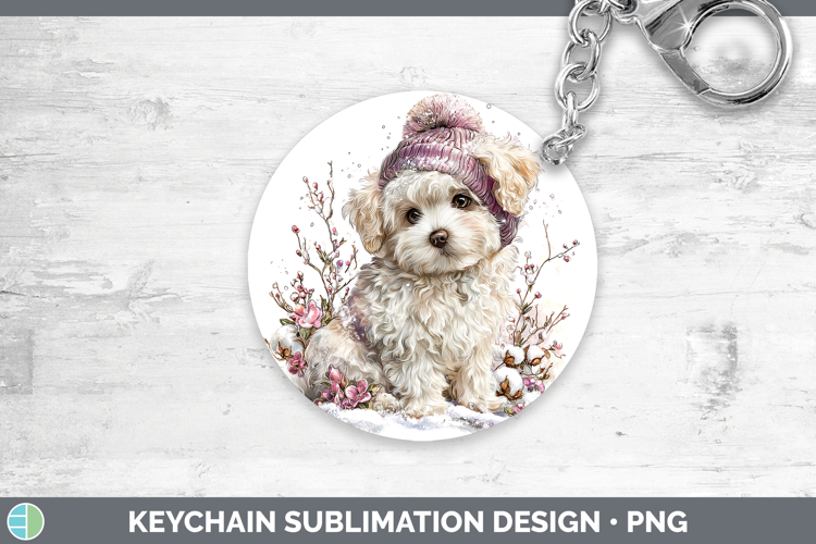 Bichon Frise Dogs 02 Winter Knit Hat Keychain Sublimation De
