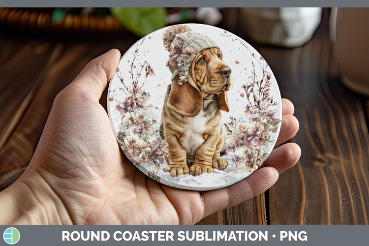 Bloodhound Dogs 02 Winter Knit Hat Round Coaster Sublimation