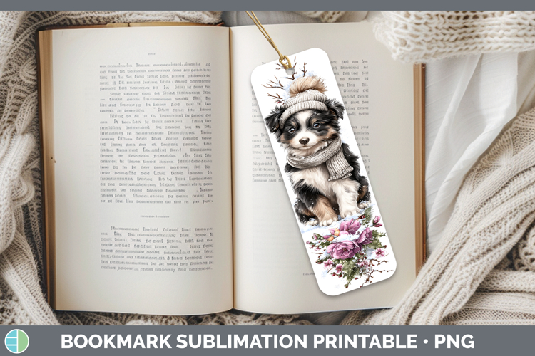 Border Collie Dogs 02 Winter Knit Hat Bookmark Sublimation D
