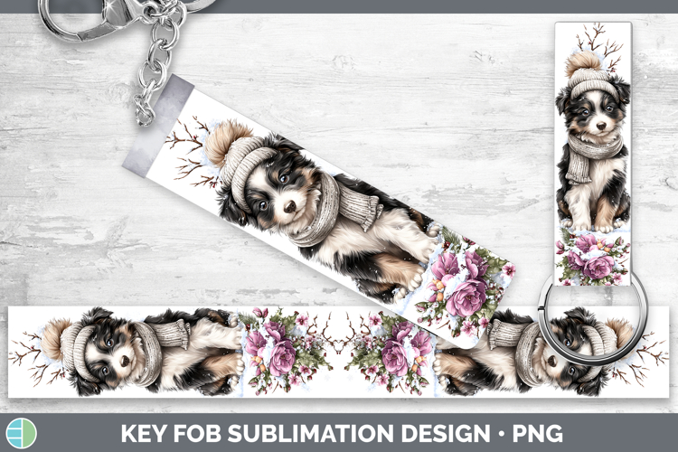 Border Collie Dogs 02 Winter Knit Hat Key Fob Sublimation De