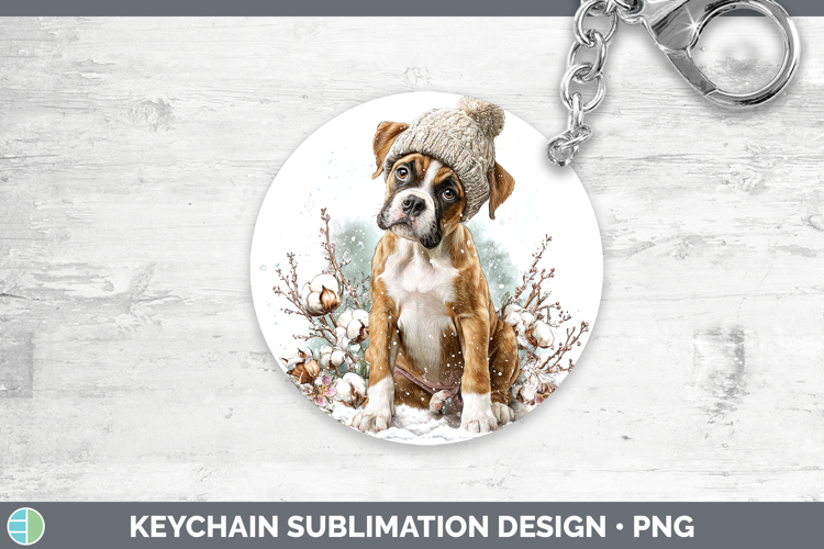Boxer Dogs 02 Winter Knit Hat Keychain Sublimation Design