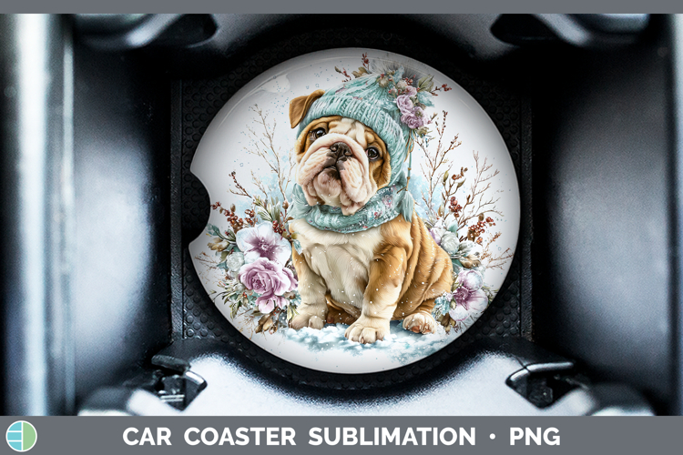 Bulldog Dogs 02 Winter Knit Hat Car Coaster Sublimation Desi