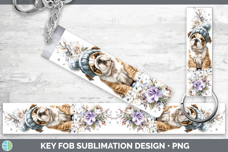 Bulldog Dogs 02 Winter Knit Hat Key Fob Sublimation Design