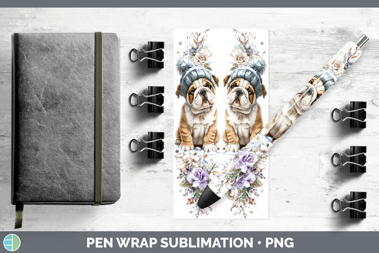 Bulldog Dogs 02 Winter Knit Hat Pen Wrap Sublimation Design