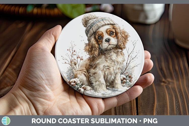 GorgeousDogs 02 Winter Knit Hat Round Coaster design.