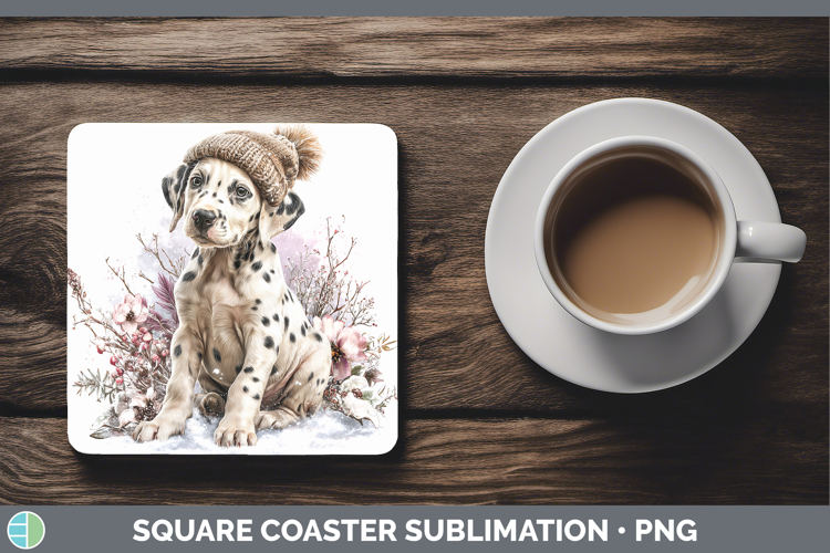 Dalmatian Dogs 02 Winter Knit Hat Square Coaster Sublimation