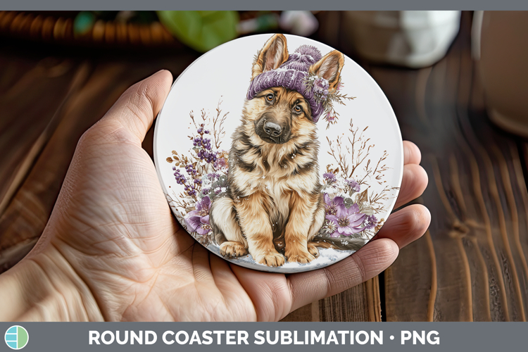 German Shepherd Dogs 02 Winter Knit Hat Round Coaster Sublim