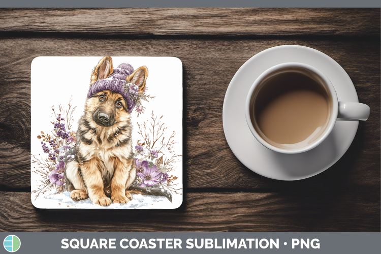 German Shepherd Dogs 02 Winter Knit Hat Square Coaster Subli