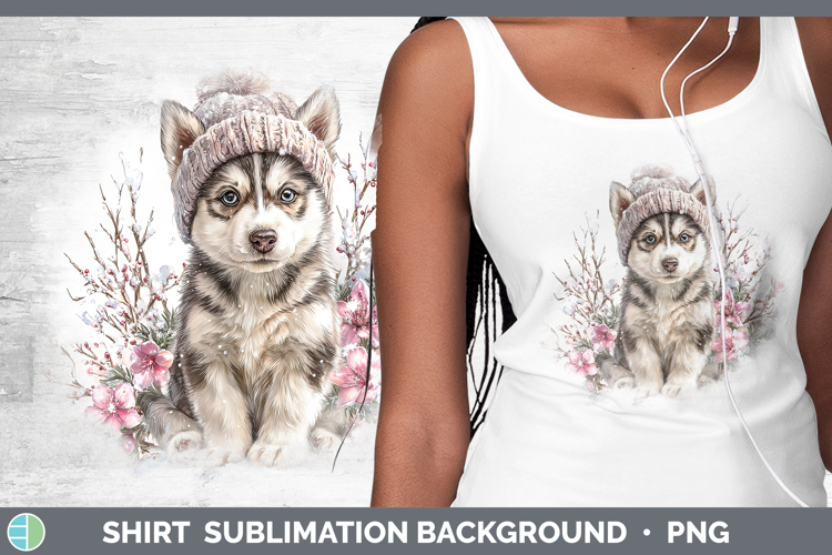Husky Dogs 02 Winter Knit Hat Shirt Sublimation Design