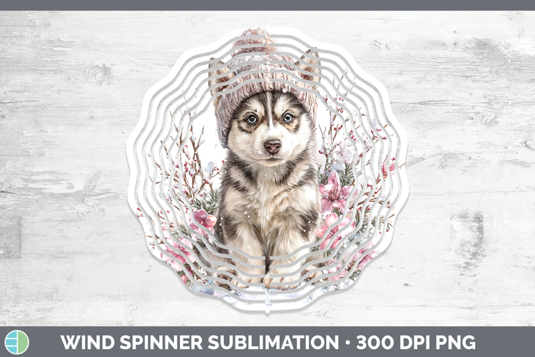 Husky Dogs 02 Winter Knit Hat Wind Spinner Sublimation Desig